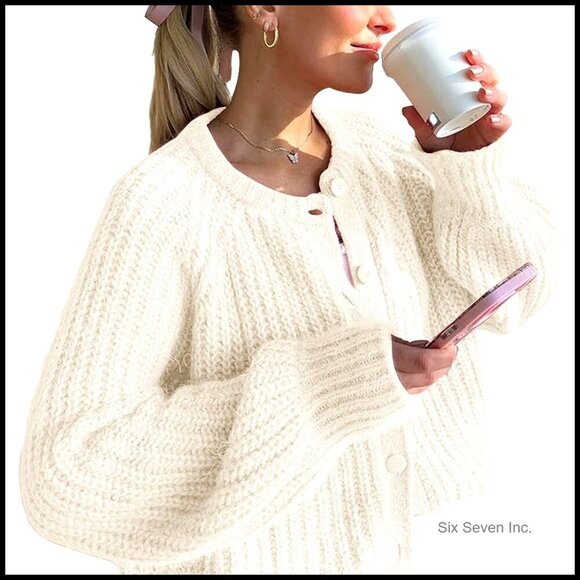 Sweaters - Chunky Knit Cardigan Sweater Y2K Oversized Open Front Casual Fall Wear